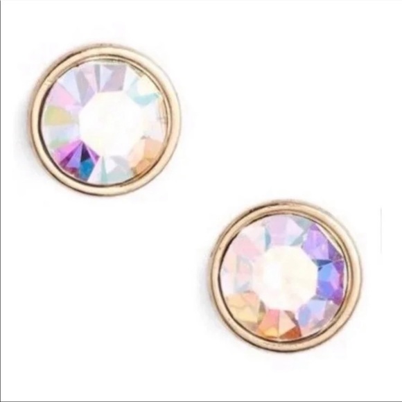 Kate Spade Forever Gem AB Aurora Borealis Gold Stud Earrings